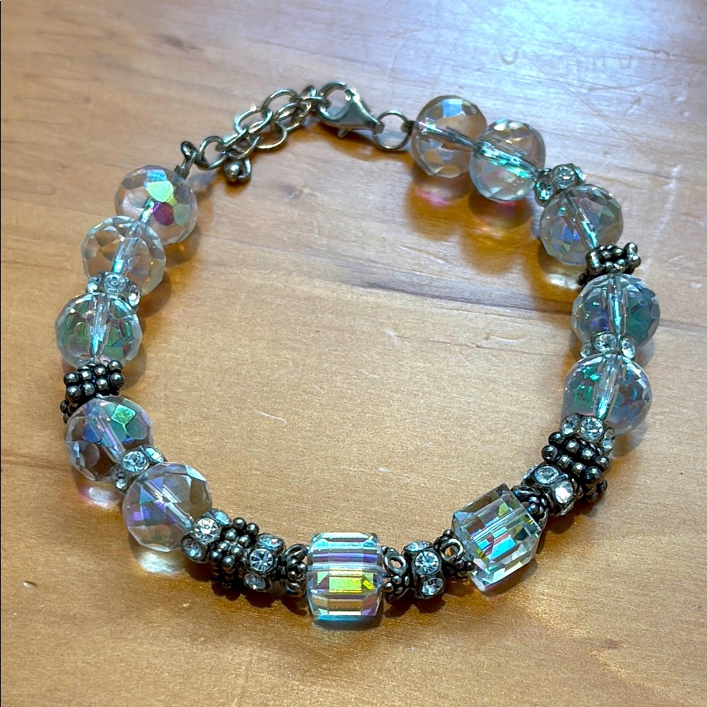 Cut Crystal Rhinestone Bracelet with Silver (925) accent beads and clasp.